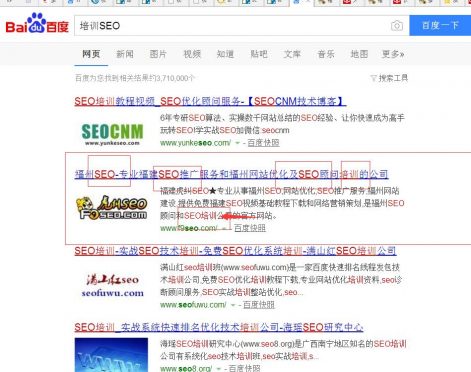 培训SEO百度首页截图