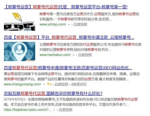 百度搜索的熊掌号代运营